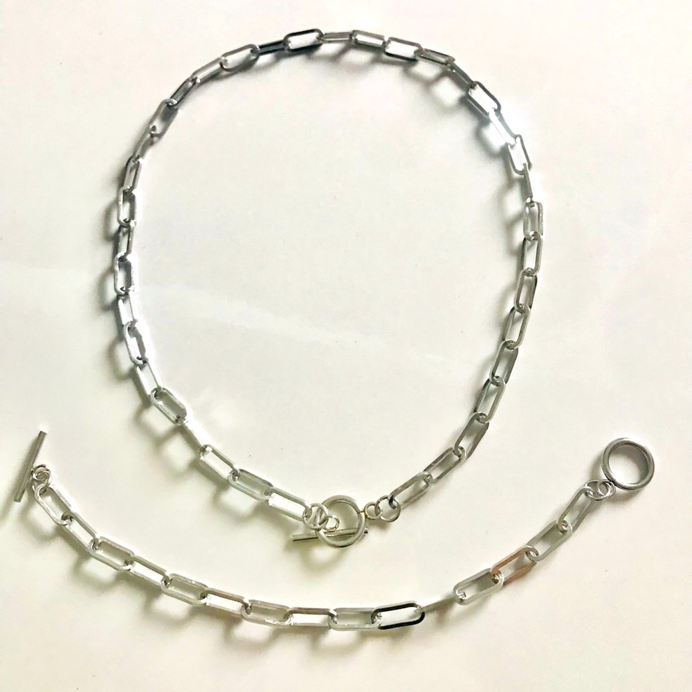 Paper Clip necklace and bracelet set